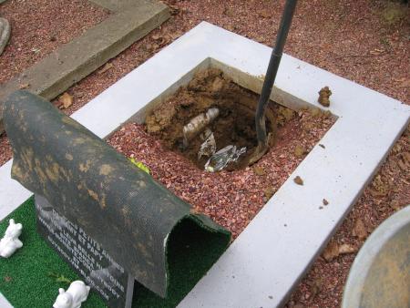 LA SEPULTURE AU CIMETIERE ANIMALIER DE LIEGE  .
